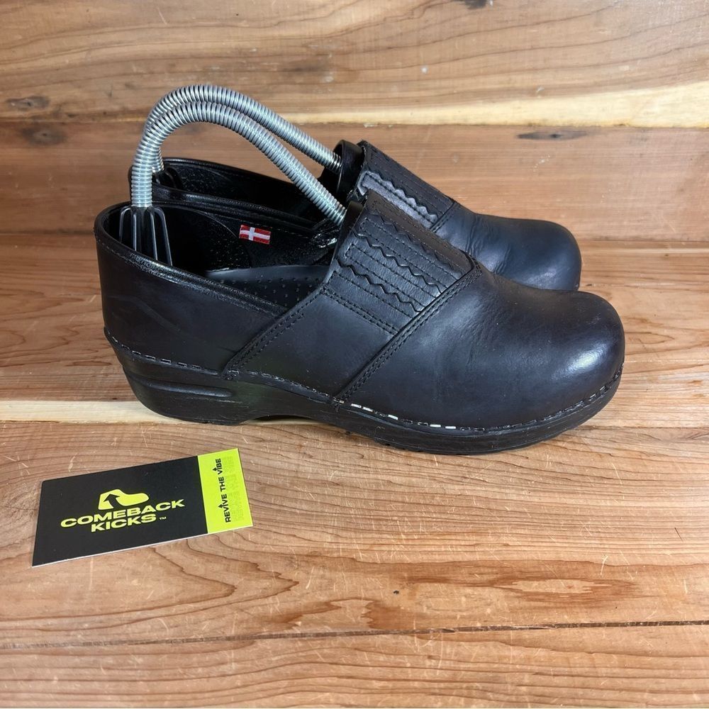 Sanita Danish Clog Signature Black Leather Clogs Womens 39 Shoes